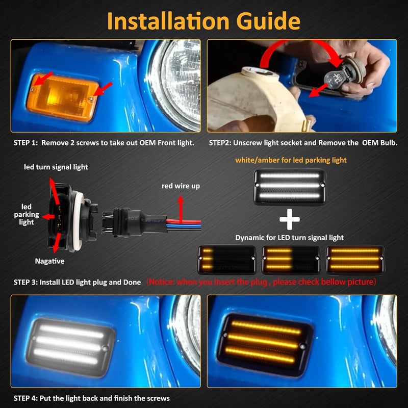 Best View LED Side Marker Lights for 1997-2006 Jeep Wrangler TJ: 4PCS Smoked Lens Bumper Turn Signal Light Dynamic Amber Signal Light, LED Side Marker Assembly, Fender Corner Lights - Image 3
